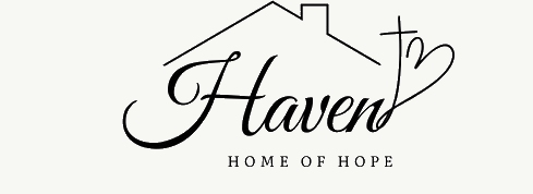 peaked roof and chimney outline over the word Haven, a cross, and a heart