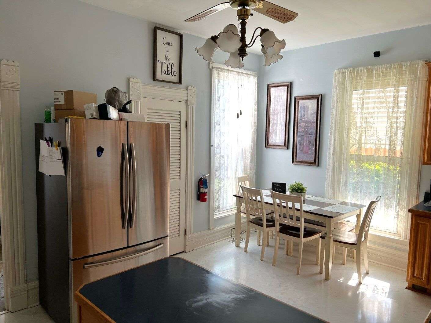 a cozy and clean residential kitchen and dining area welcomes temporary residents of Haven Home